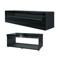 WOHNZIMMERSET Berlin Schwarz Hochglanz - Schwarz Hochglanz, Holzwerkstoff (155/46/40cm) - Vladon