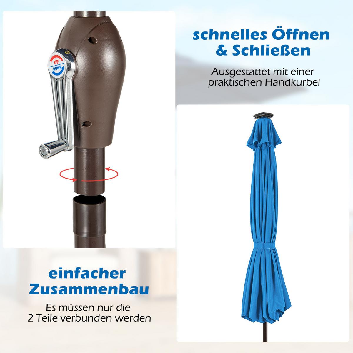 PATIO-SCHIRM Blau - Blau, Kunststoff (300/300cm) - COSTWAY