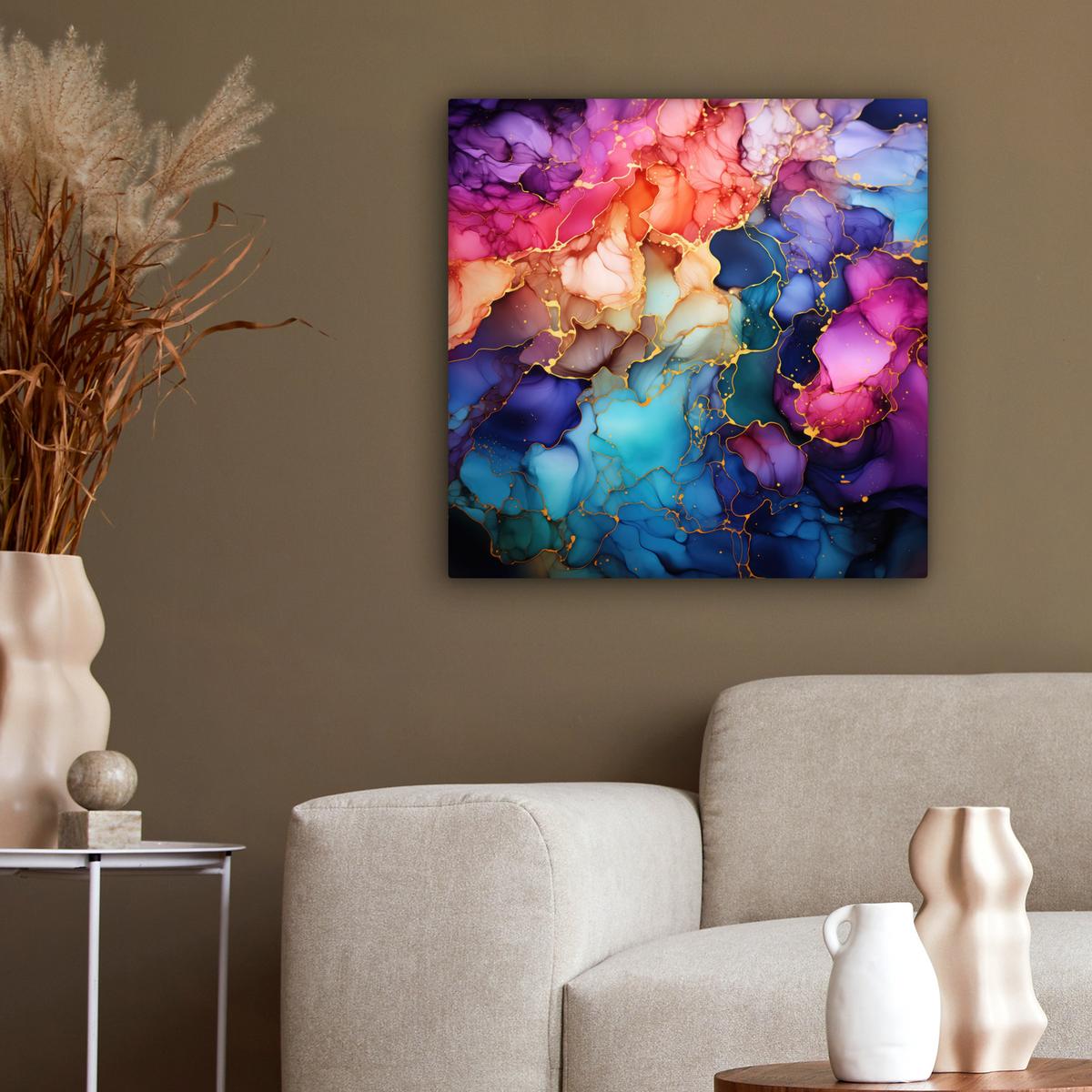 LEINWANDBILD Marmor - Bunt - Abstrakt Wandbild Wohnzimmer 50x50 cm - Multicolor, Textil (50/50cm) - MuchoWow