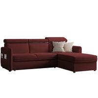 ECKSOFA BENI mit Schlaffunktion und Bettkasten, Stoff Rot - Rot, Kunststoff/Textil (220/160cm) - Idohome