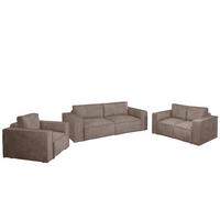 SOFASET Vajana 3-2-1 - Beige, Holzwerkstoff/Textil (240/86/102cm) - Fun Möbel
