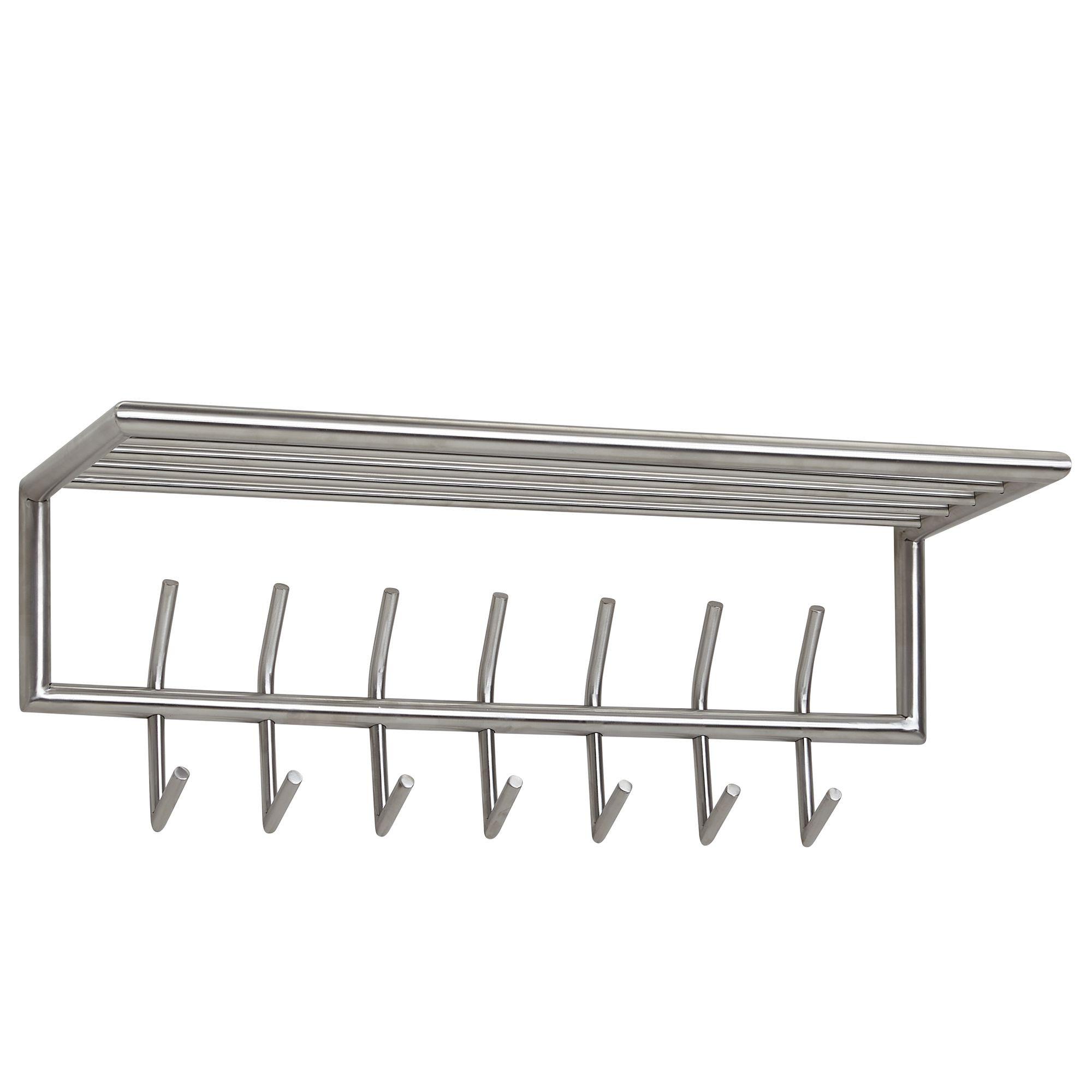 WANDGARDEROBE Metall Silber Modern 74,5x29x30 cm mit Ablage und Hutablage - Silberfarben, Metall (75/29/30cm) - KADIMA DESIGN