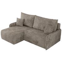 ECKSCHLAFSOFA ARPA L Hellbraun Cord - links - Hellbraun/Schwarz, Kunststoff/Textil (198/150cm) - MKS