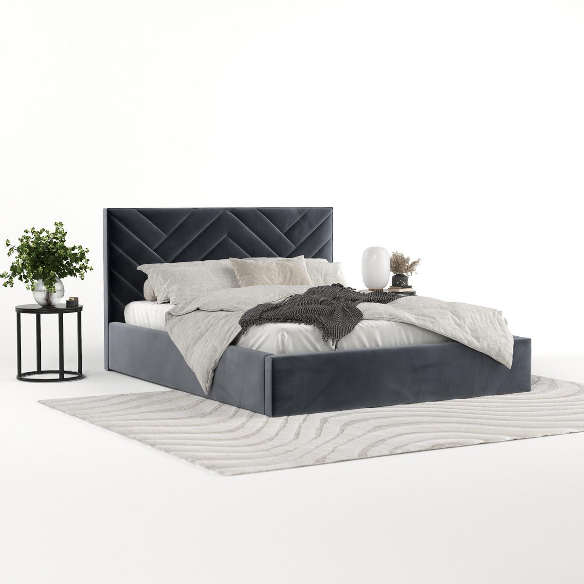 POLSTERBETT Arco 140/200 cm Dunkelgrau im Kronos Stoff - Dunkelgrau/Schwarz, Holz/Holzwerkstoff (140/200cm) - AltaBeds