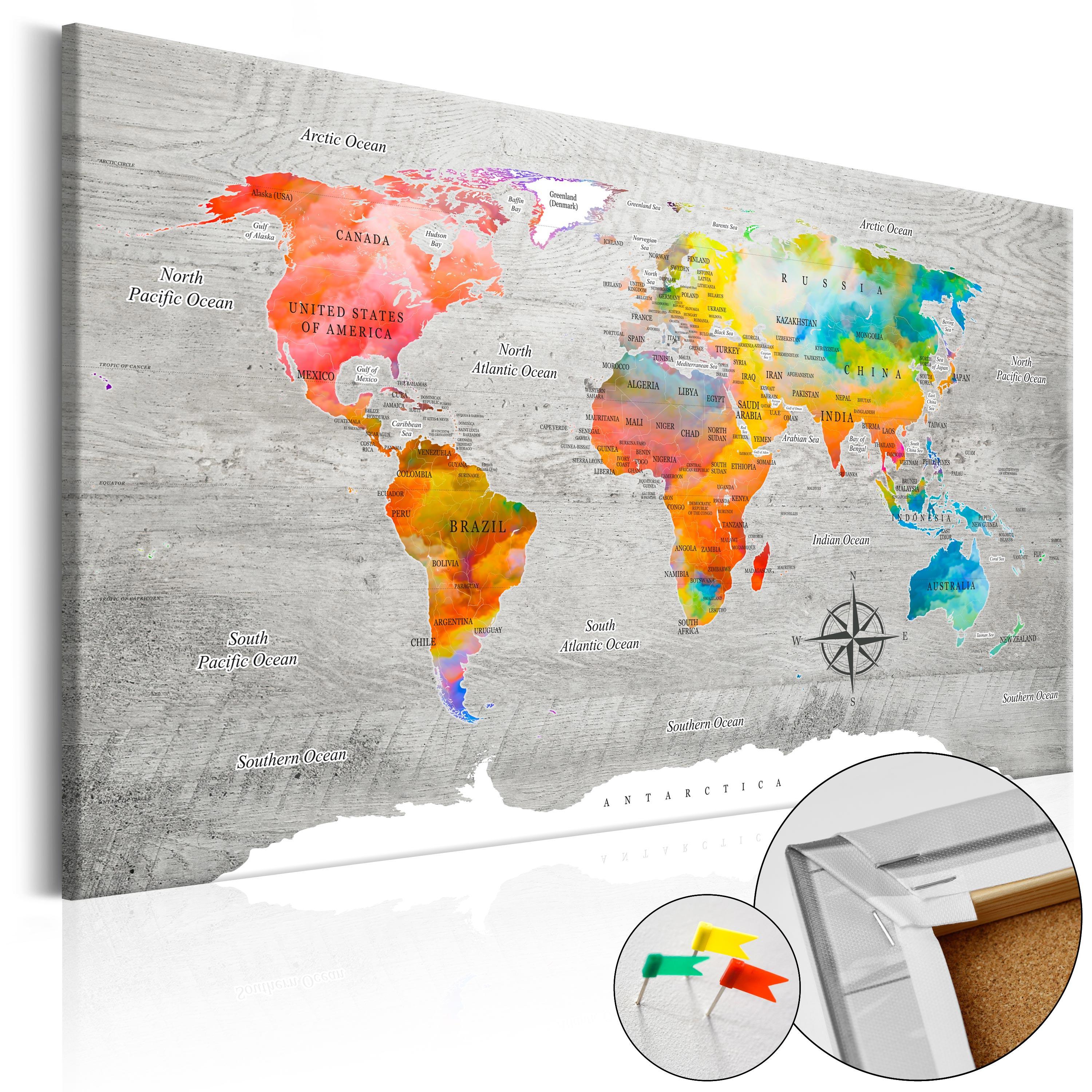 PINNWANDBILDER Bunt 60/40 cm - Multicolor/Grau, Naturmaterialien/Textil (60/40cm) - KUNSTLOFT
