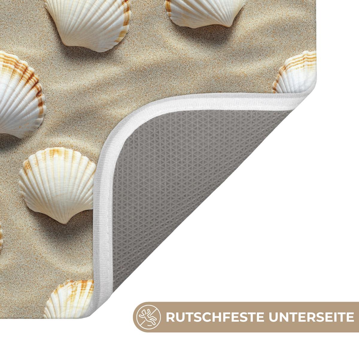 BADEMATTE Muscheln - Sand - Maritim 60x40 cm - Sandfarben, Textil (60/40cm) - OnlyWow