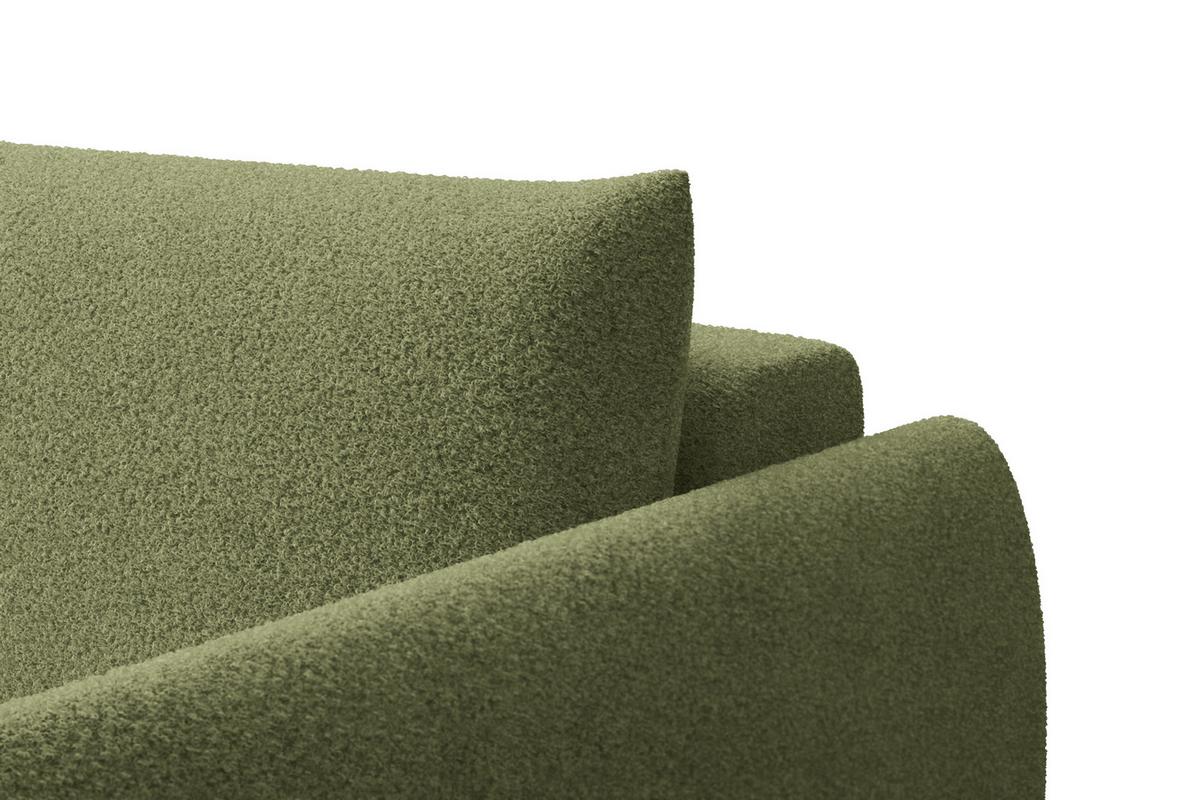 ECKSOFA TAUER 3-Sitzer LINKS, Bouclé-Stoff grün - Schwarz/Grün, Holz/Textil (173/206cm) - Courtois Laville