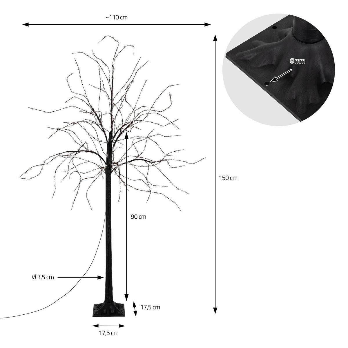 LICHTDEKORATION Weihnachtsbaum 150 cm - Schwarz, Metall (18/150cm) - Home Styling Collection