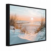 BILDER mit Rahmen Strand Meer Beige 100x70 cm - Multicolor, Holzwerkstoff (100/70cm) - Wallarena