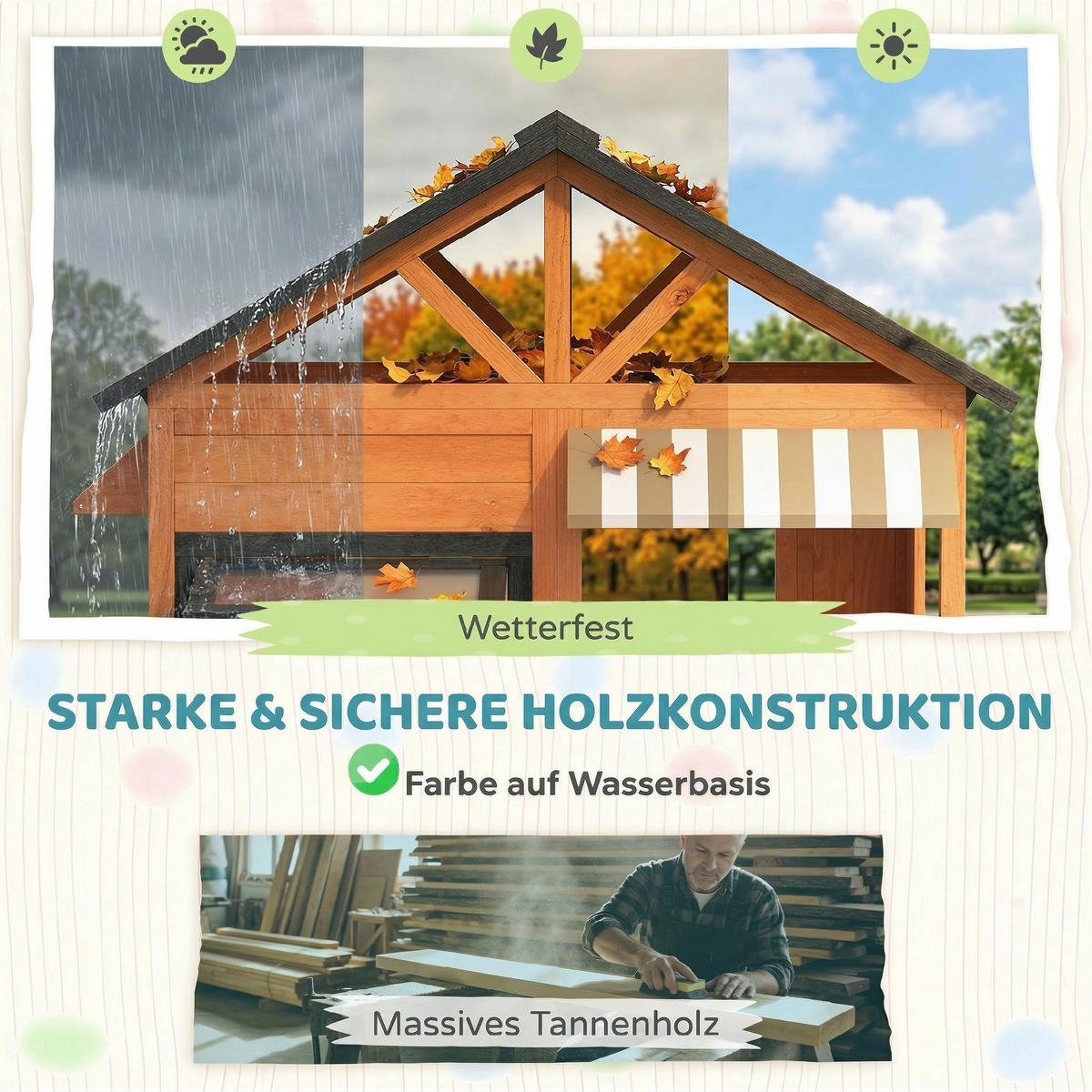 SPIELHAUS Tannenholz Braun - Braun, Holz (146/156/171.5cm) - AIYAPLAY
