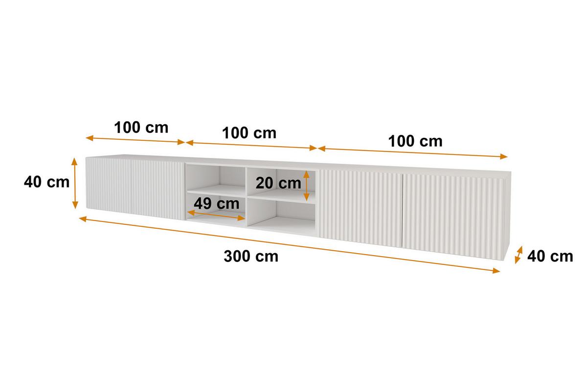 LOWBOARD NOA-2-W 3x100x40x40 cm - Weiß - Weiß, Holzwerkstoff (300/40/40cm) - ALTDECOR