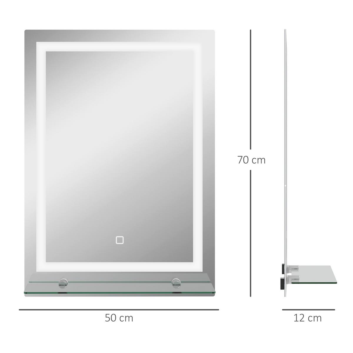 BADSPIEGEL Aluminium Hartglas Silber - Silberfarben, Metall (2.7/70/50cm) - Kleankin