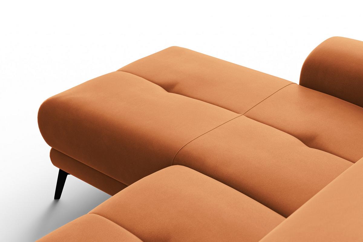ECKSOFA FIERO 4-Sitzer LINKS, Oranger Veloursstoff - Schwarz/Orange, Holz/Textil (288/170cm) - Courtois Laville