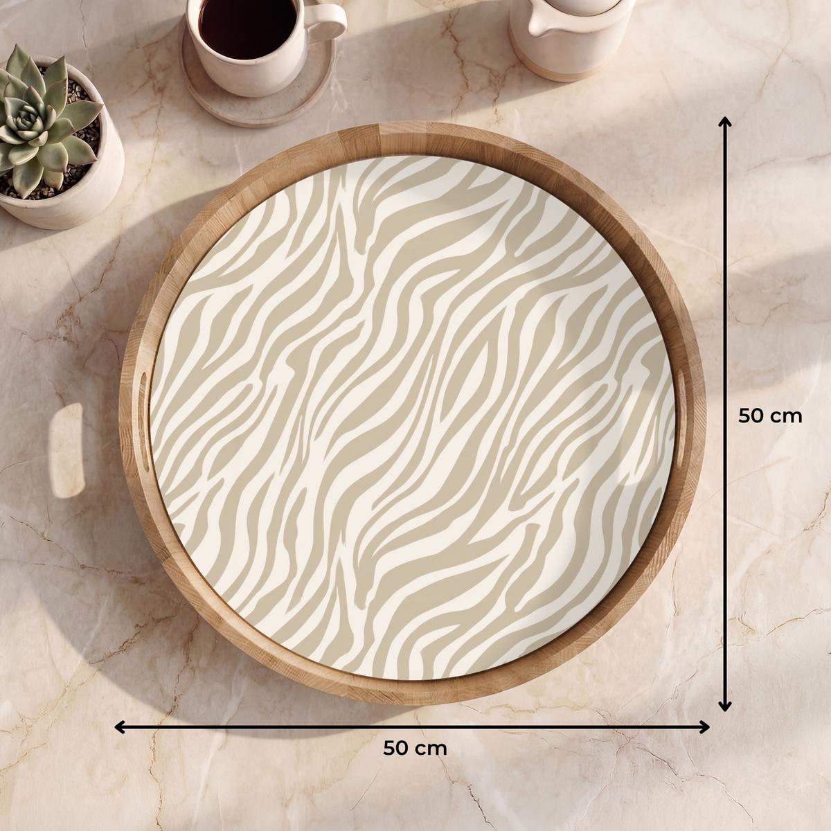 TABLETT Zebra - Muster - Beige 50x50 cm - Beige, Holz (50/5/5cm) - OnlyWow
