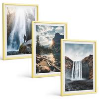BILDER SET 3er Set - 40x60 cm Goldrahmen - Wasserfälle, Berge, Landschaften, Natur - Goldfarben, Kunststoff (40/60cm) - TULUP