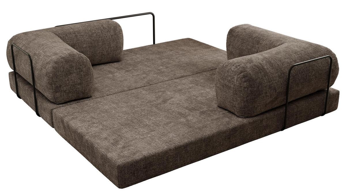 3-SITZER SOFA ORSETTO - Braun Schenille grob gewebt - Schwarz/Braun, Textil/Metall (200/70/100cm) - MKS