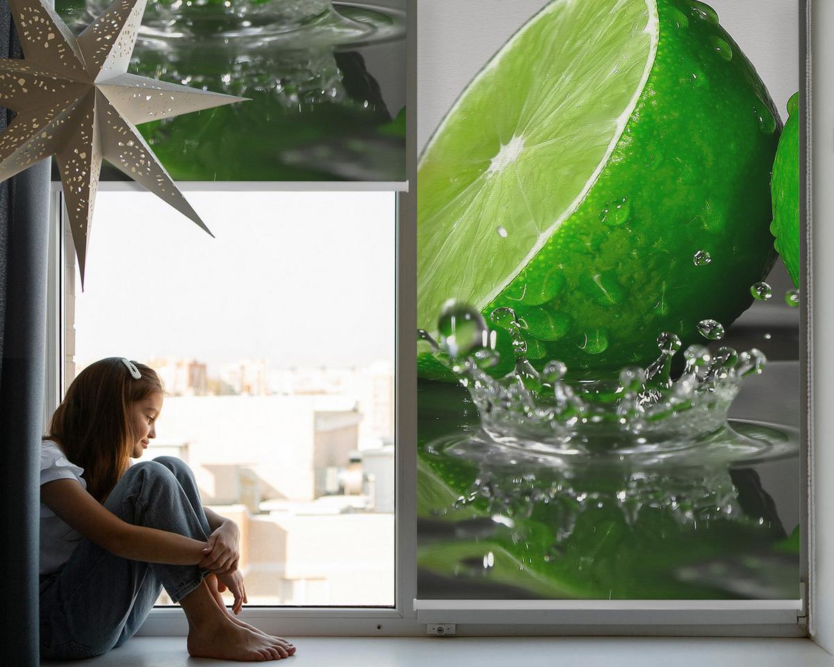 INNENROLLO - Fensterrollo - Rollo - 90x140 cm - Limetten im Wasser - Grün, Kunststoff (90/140/0.5cm) - TULUP