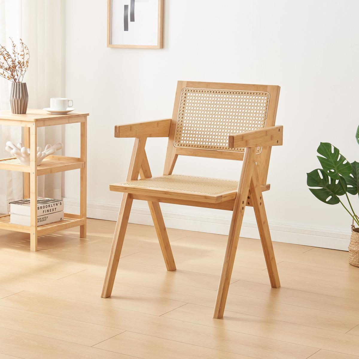 BAMBUS ESSZIMMERSTUHL Asikkala - Naturfarben, Naturmaterialien/Bambusholz (50/79/50cm) - [en.casa]