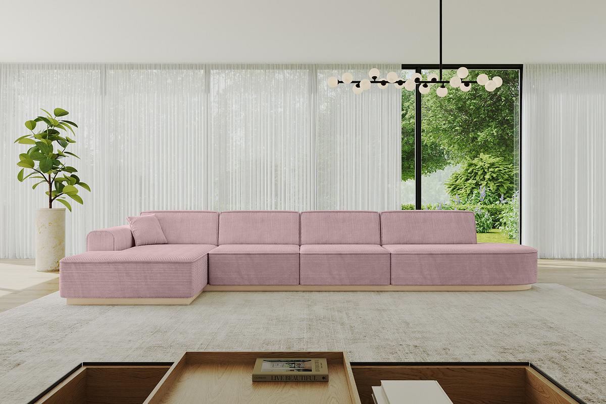 ECKSOFA Ottomane Links IREA-L3 - 412x165x80 cm Rosa - Rosa, Holzwerkstoff/Textil (412/165cm) - ALTDECOR