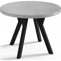 ESSTISCH Twixy runder ausziehbarer, Grauer Beton 100-200/100/76 cm - Hellgrau/Schwarz, Holz/Holzwerkstoff (100/200/76cm) - WFL GROUP