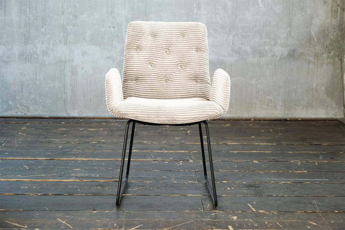 STUHL NEW CHARME Cremeweiß Cord (1er-Set) - Creme, Textil (59/87/66cm) - KAWOLA