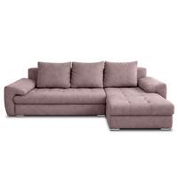 ECKSOFA L Form Manisa Rosa 234/145/83 cm Rechts mit Schlaffunktion - Silberfarben/Rosa, Kunststoff/Textil (234/145cm) - AX Living
