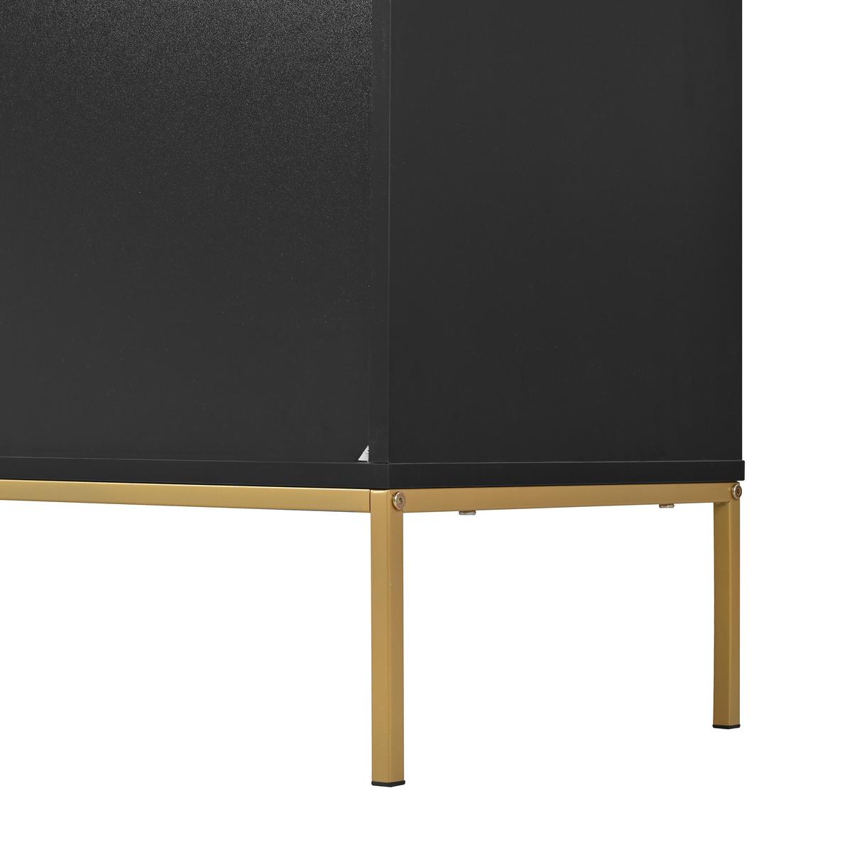 SIDEBOARD mit goldenen geometrischen Mustern - Schwarz, Holzwerkstoff/Metall (40/80/150cm) - Urban Meuble