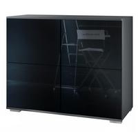 KOMMODE Rova Schwarz Hochglanz - Schwarz Hochglanz, Holzwerkstoff (92.5/75.5/35cm) - Vladon