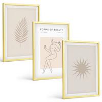 BILDER SET 3er Set - 40x60 cm Goldrahmen - Eine Sammlung minimalistischer Formen - Goldfarben, Kunststoff (40/60cm) - TULUP