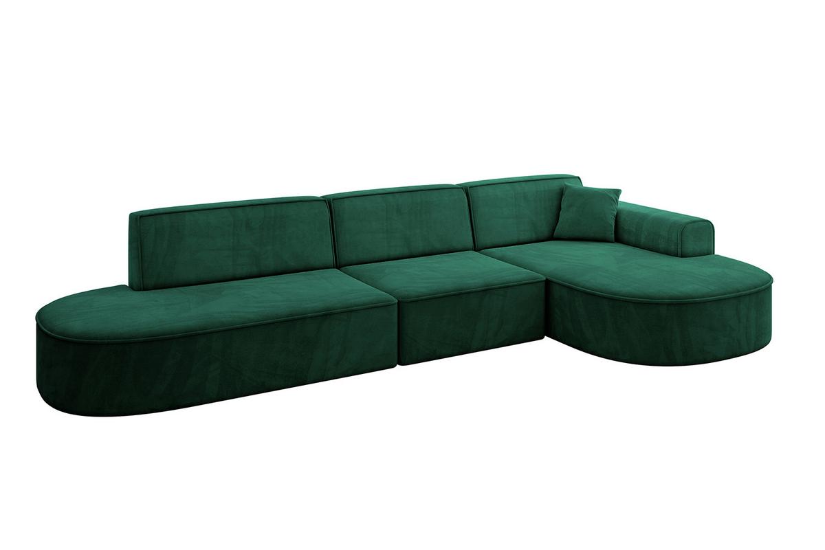 ECKSOFA Ottomane Rechts MARI-L2 - 328x171x79 cm Grün Velours - Schwarz/Grün, Holzwerkstoff/Kunststoff (171/328cm) - ALTDECOR