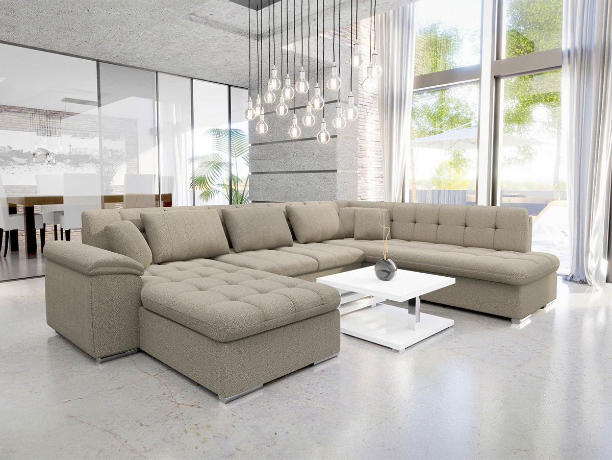 WOHNLANDSCHAFT Niko Bis Premium, Seite: Links - Sandfarben, Holz/Textil (348/76/205cm) - MIRJAN24