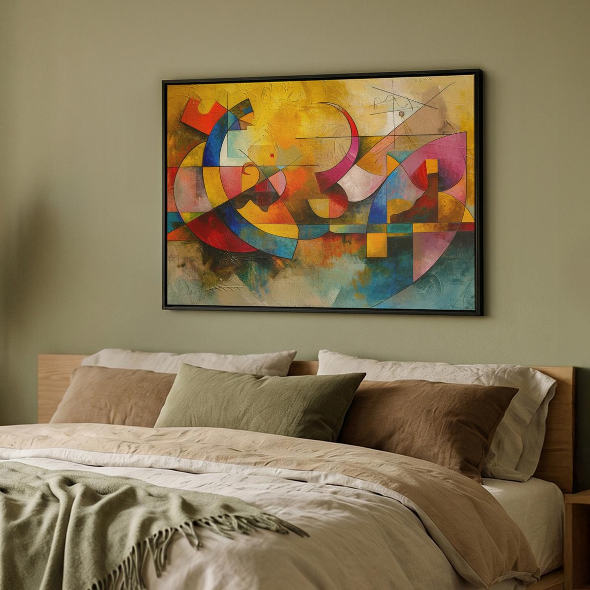 LEINWAND Bilder mit Rahmen - Kunst - Abstrakt - Modern - 100x70 - Gelb, Textil (100/70cm) - MuchoWow