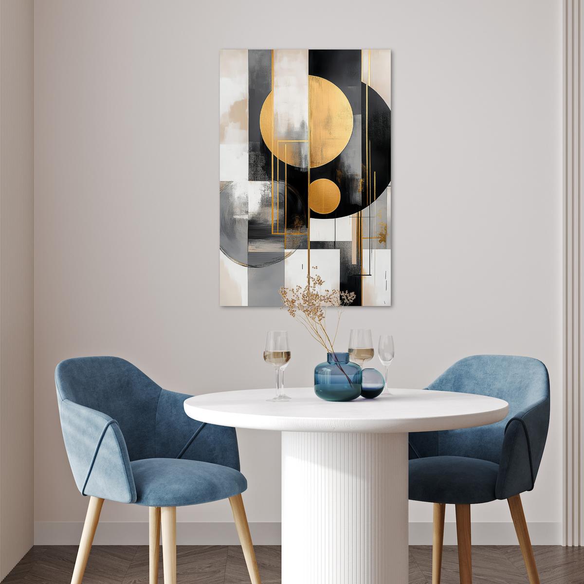 POSTER Abstrakt - Gold - Silber - Formen - Ästhetisch - Modern Wanddeko 40x60 cm - Goldfarben, Papier (40/60/0.1cm) - MuchoWow