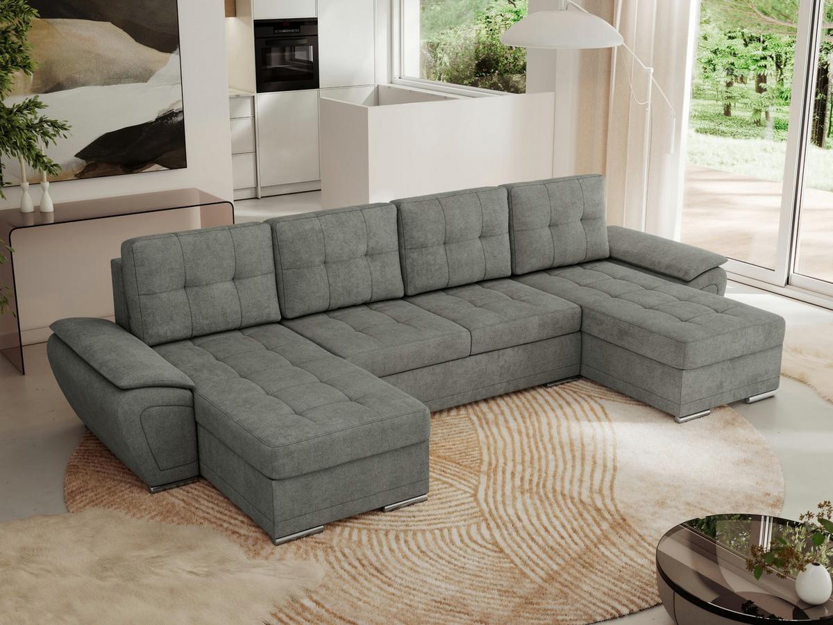WOHNLANDSCHAFT UMBRIA U Grau Stukture - Grau, Textil/Metall (336/85/157cm) - MKS
