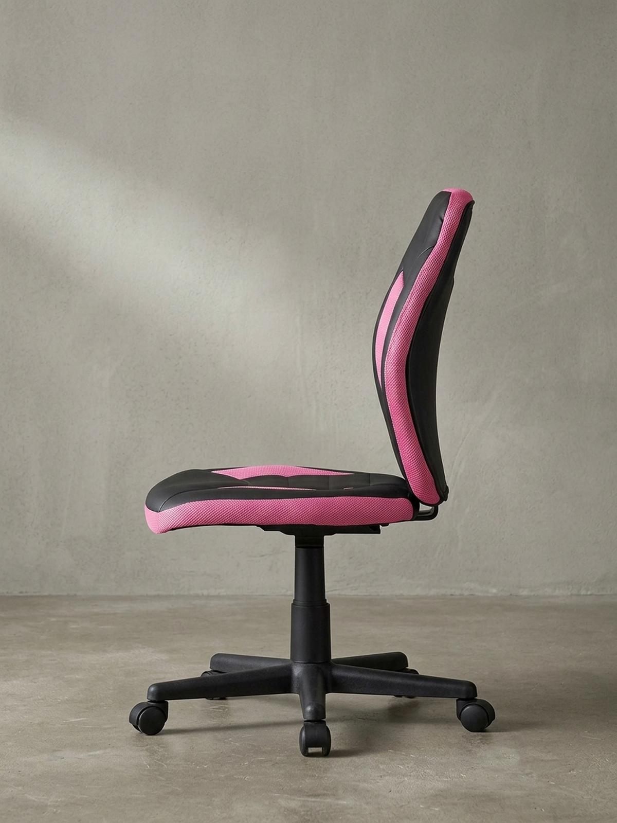 JUGENDDREHSTUHL Hohe Rückenlehne Schulterstütze Kunstleder Mesh, Rosa 63x63x103 cm - Schwarz/Rosa, Kunststoff/Textil (63/103/63cm) - KADIMA DESIGN