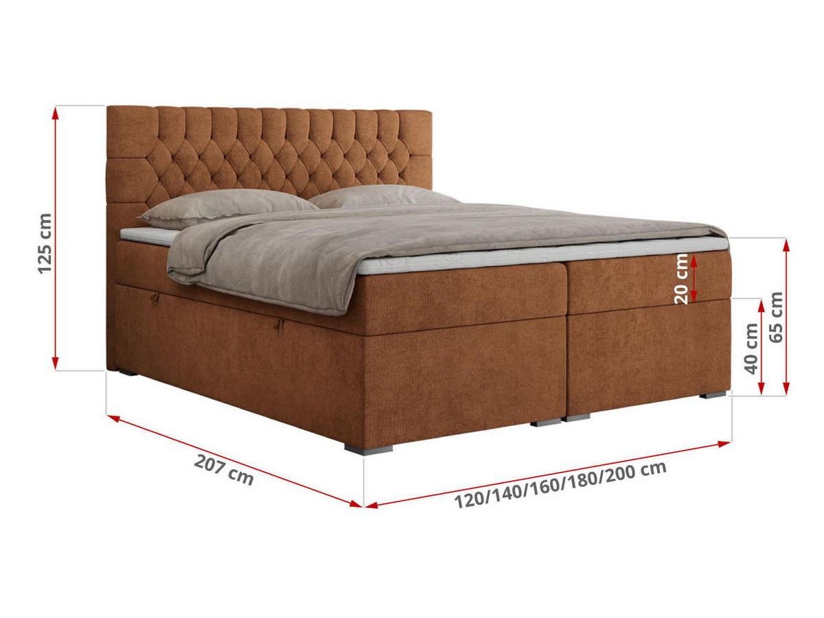 BOXBETT PERA 200/200 Orange Struktur - H4 - Orange, Holz/Textil (200/200cm) - MKS