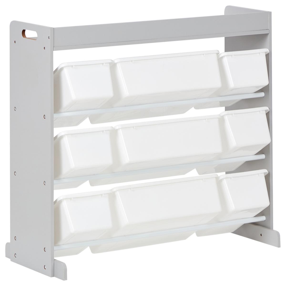 REGAL mit 9 Aufbewahrungsboxen 78 cm Grau Collie - Dunkelgrau/Weiß, Holzwerkstoff (86/78/39cm) - Beliani