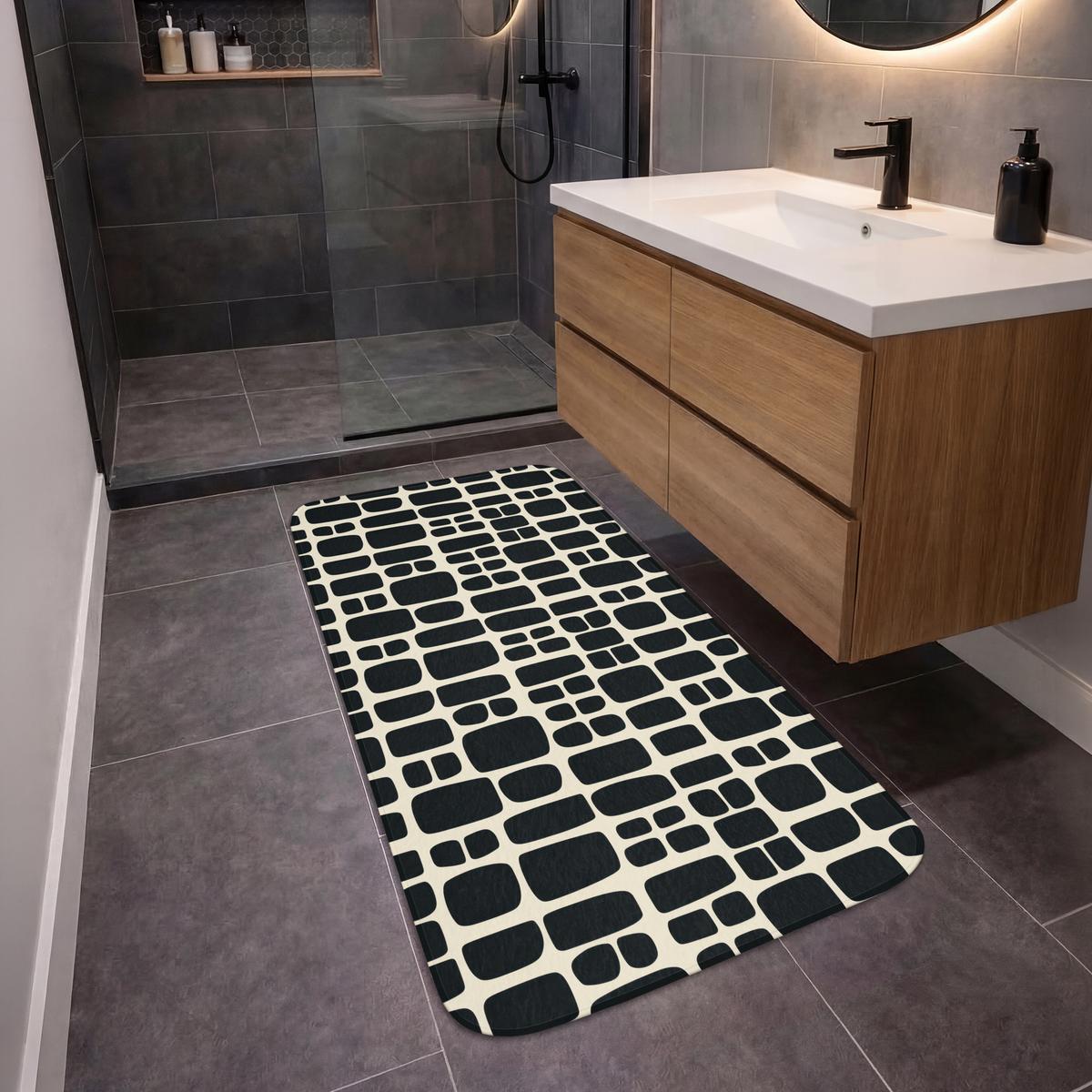 BADEMATTE Modern - Bio - Schwarz 60x120 cm - Anthrazit, Textil (60/120cm) - OnlyWow