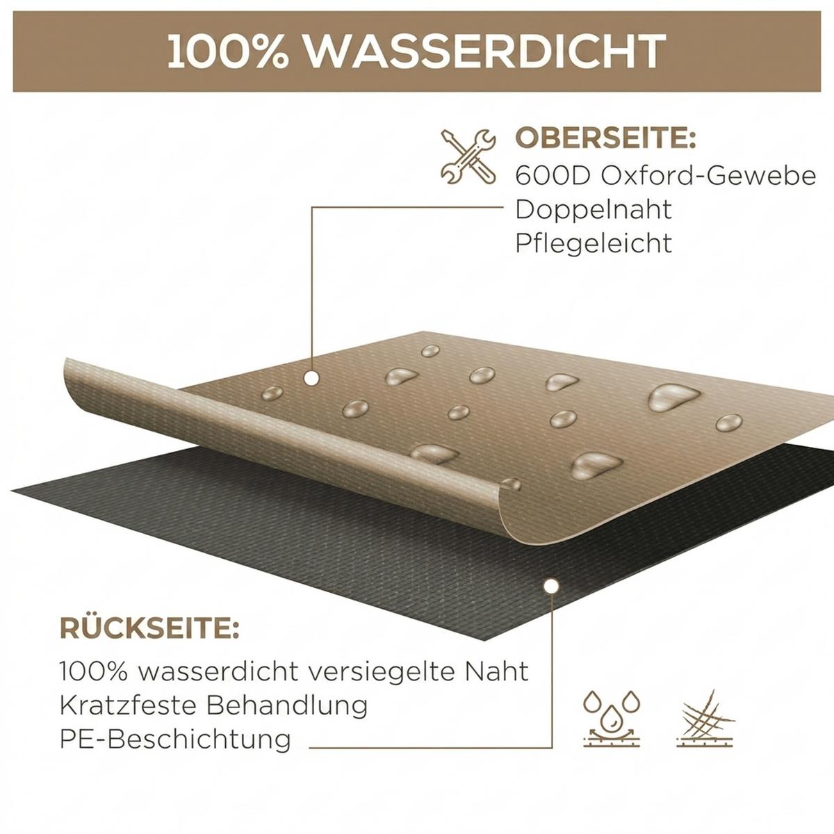 GARTENMÖBEL Abdeckung Oxfordstoff Beige - Beige, Textil (205/90/275cm) - Outsunny