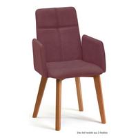 ARMLEHNSTUHL (2er-Set) Dardana 52x92x60 Eiche geölt/Marsala - Eichefarben/Brombeere, Kunststoff (60/92/52cm) - 58aufmkessel