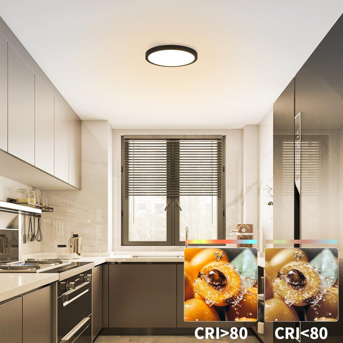 LED-DECKENLEUCHTE Crescentia 18/18/3 cm - Schwarz, Kunststoff (18/18/3cm) - Nettlife