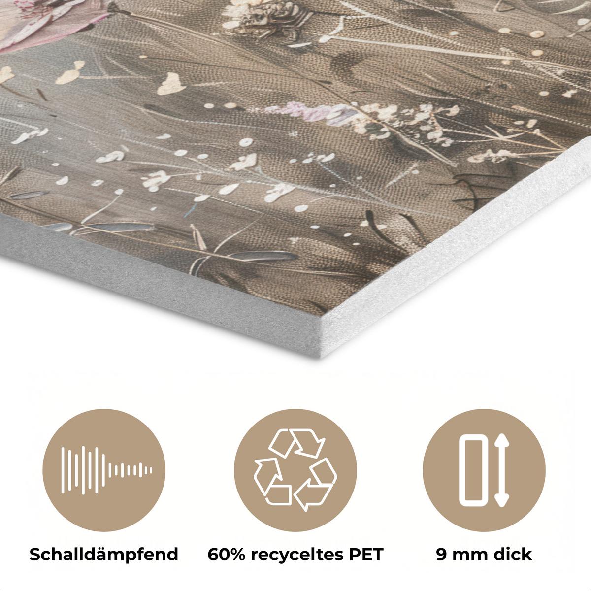 AKUSTIKBILD Blumen - Rosa - Modern - Beige Akustikpaneele 90x90 cm - Beige, Kunststoff (90/90/0.9cm) - MuchoWow