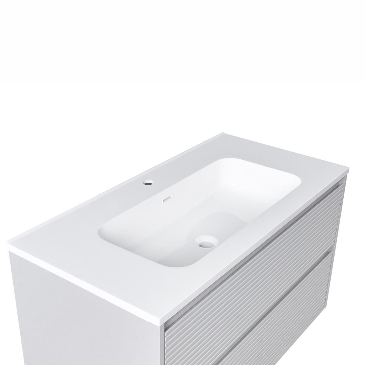 WASCHBECKENUNTERSCHRANK wandmontiertk mit Waschbecken Grau Bahia - Hellgrau, Holzwerkstoff (100/55/110cm) - Beliani