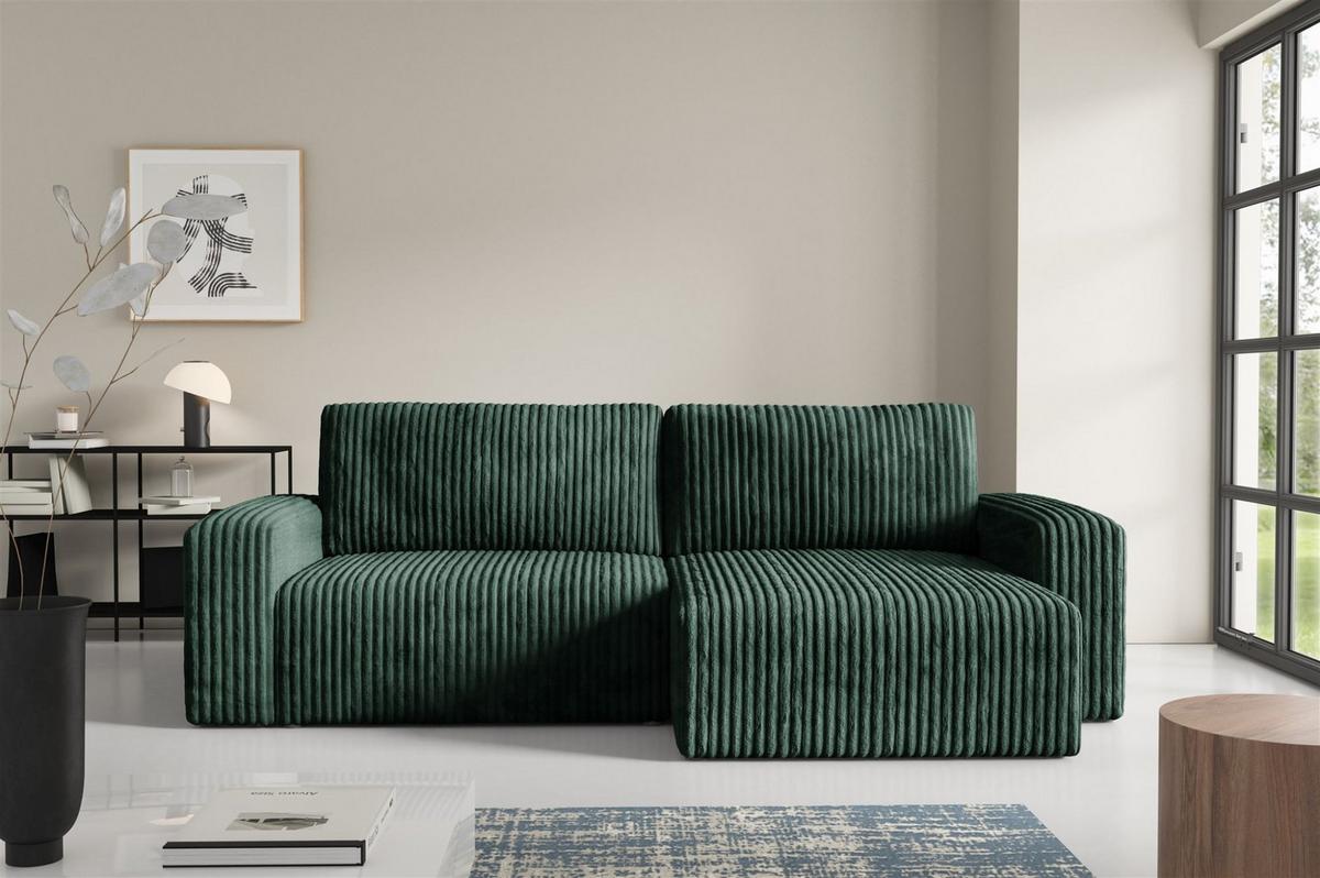 ECKSOFA Natalia - Grün, Holzwerkstoff/Textil (244/149cm) - Fun Möbel