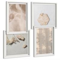 BILDER SET 4er Set - 50x50 cm & 40x60 cm Weißer Rahmen - Dezente Boho-Naturtexturen - Weiß, Kunststoff (50/50cm) - TULUP