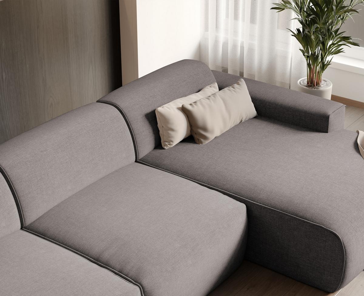 ECKSOFA DOVE Rechts Chenille-Stoff in Beige-Grau - Greige, Kunststoff/Textil (313/162cm) - Idohome