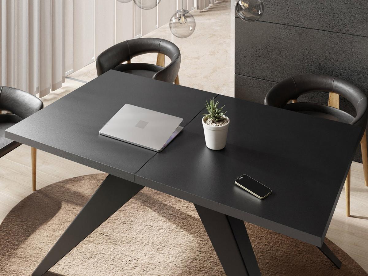 ESSTISCH Vance rechteckig ausziehbar, Schwarz 140-240/80/76 cm - Schwarz, Holzwerkstoff/Metall (80/240/76cm) - WFL GROUP