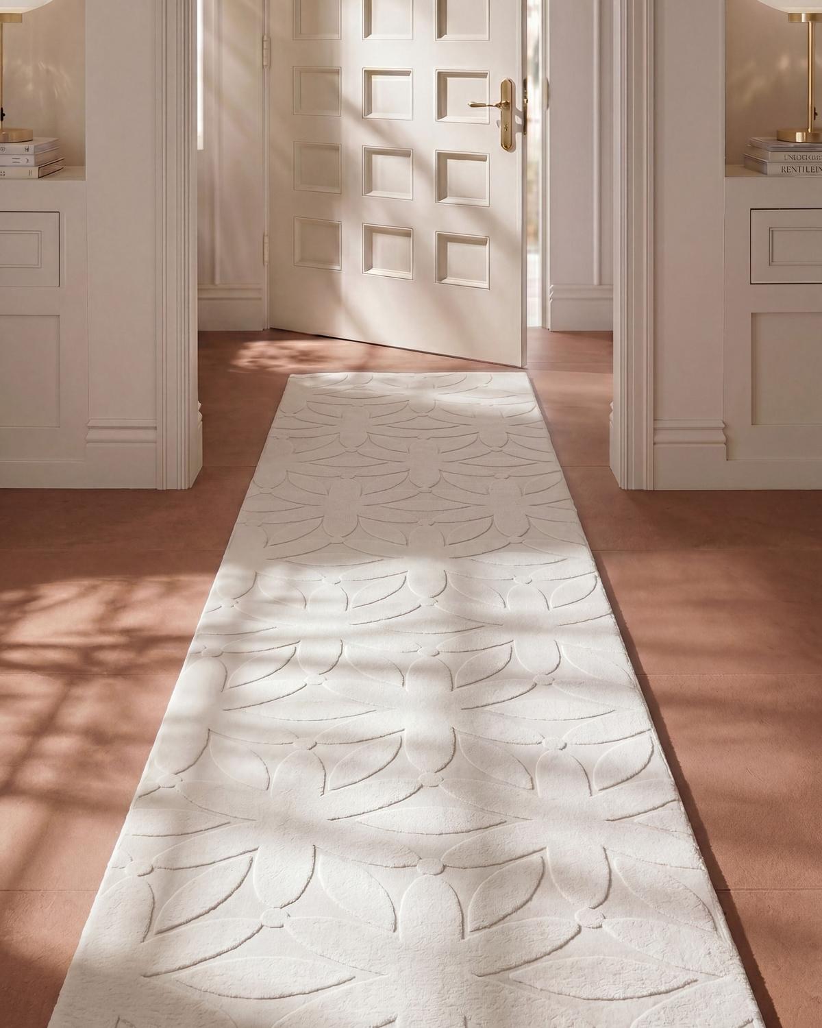 TEPPICH Cremeweiß 80/300 cm Hood - Creme/Weiß, Textil (80/300cm) - Beliani