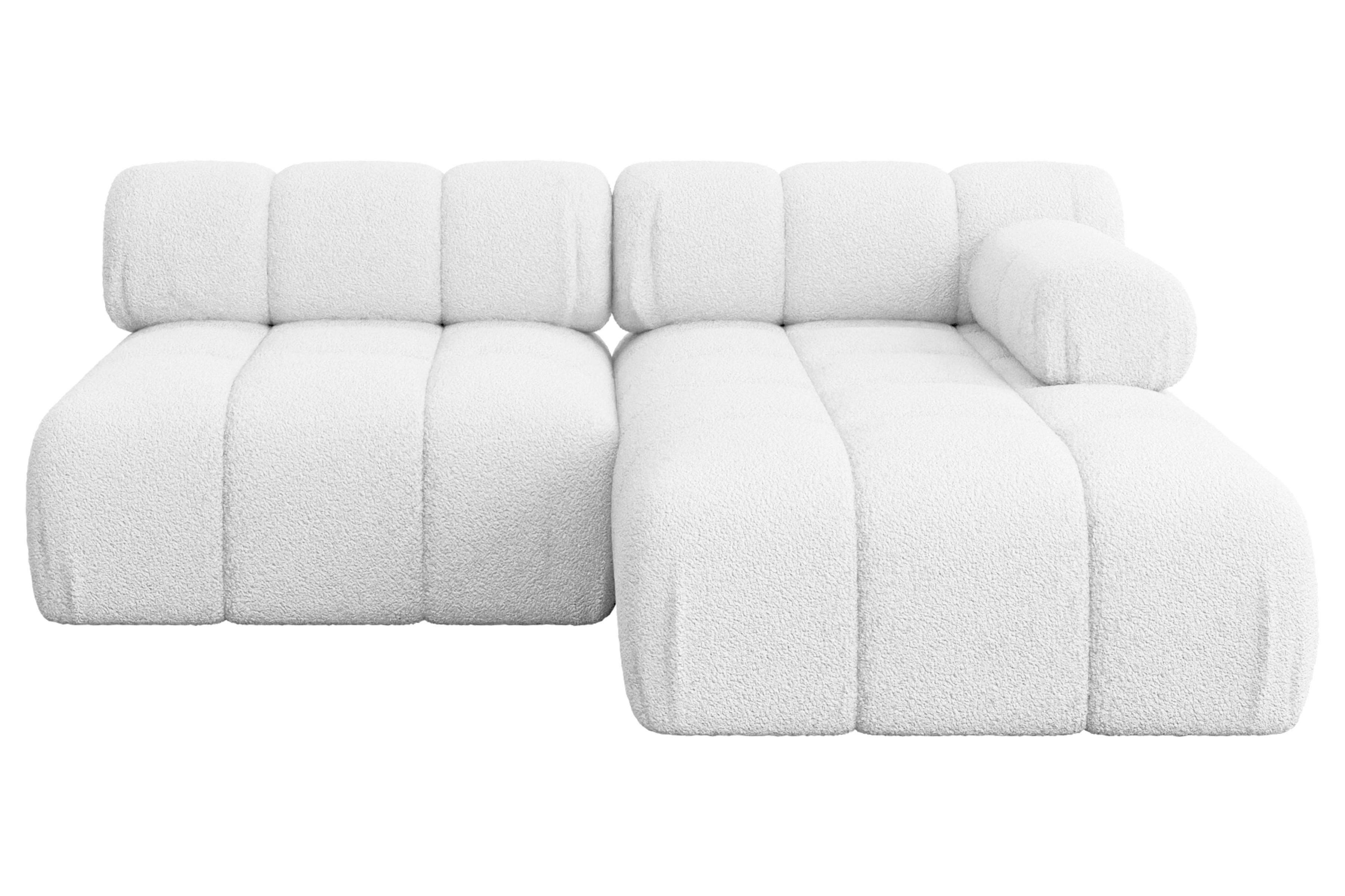 ECKSOFA modulares Sofa Razon-L1 - 190x160x70 cm Weiß Bouclé - Weiß, Holzwerkstoff/Textil (190/160cm) - ALTDECOR