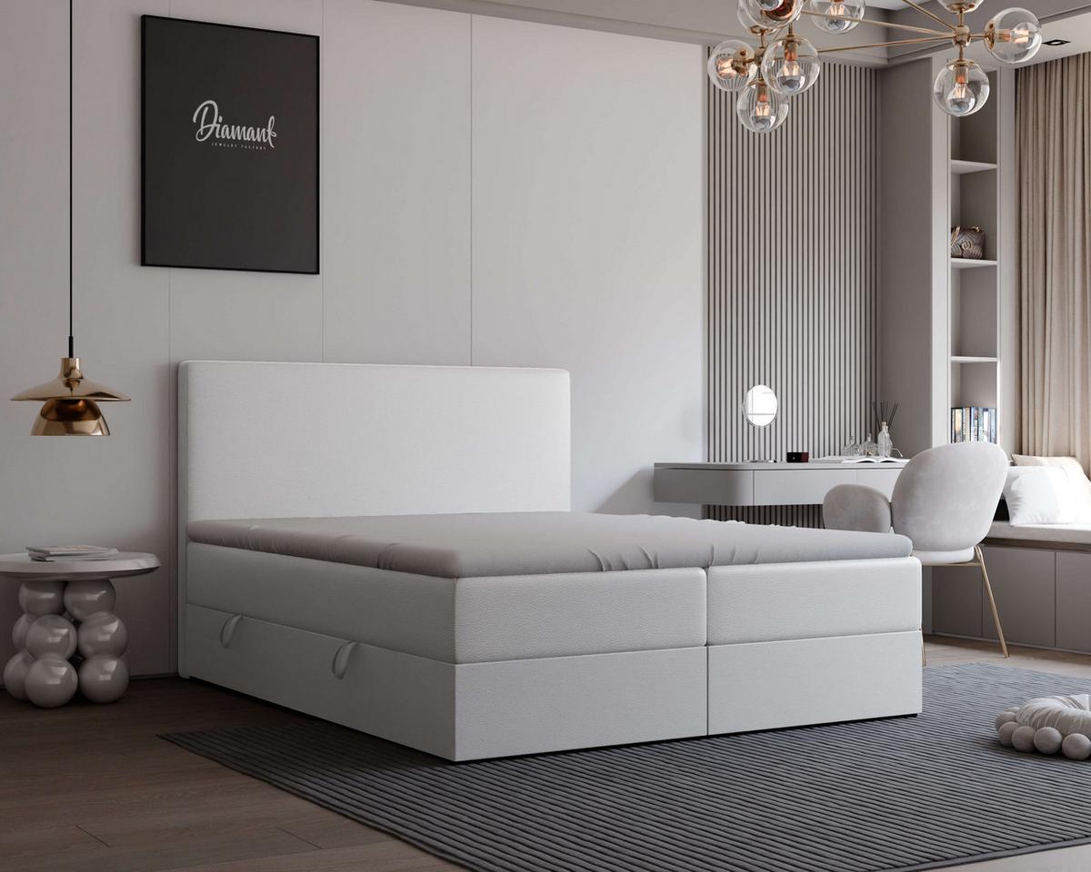 BOXBETT 140x200 cm mit Topper - Weiß, Holzwerkstoff/Textil (140/200cm) - Idohome